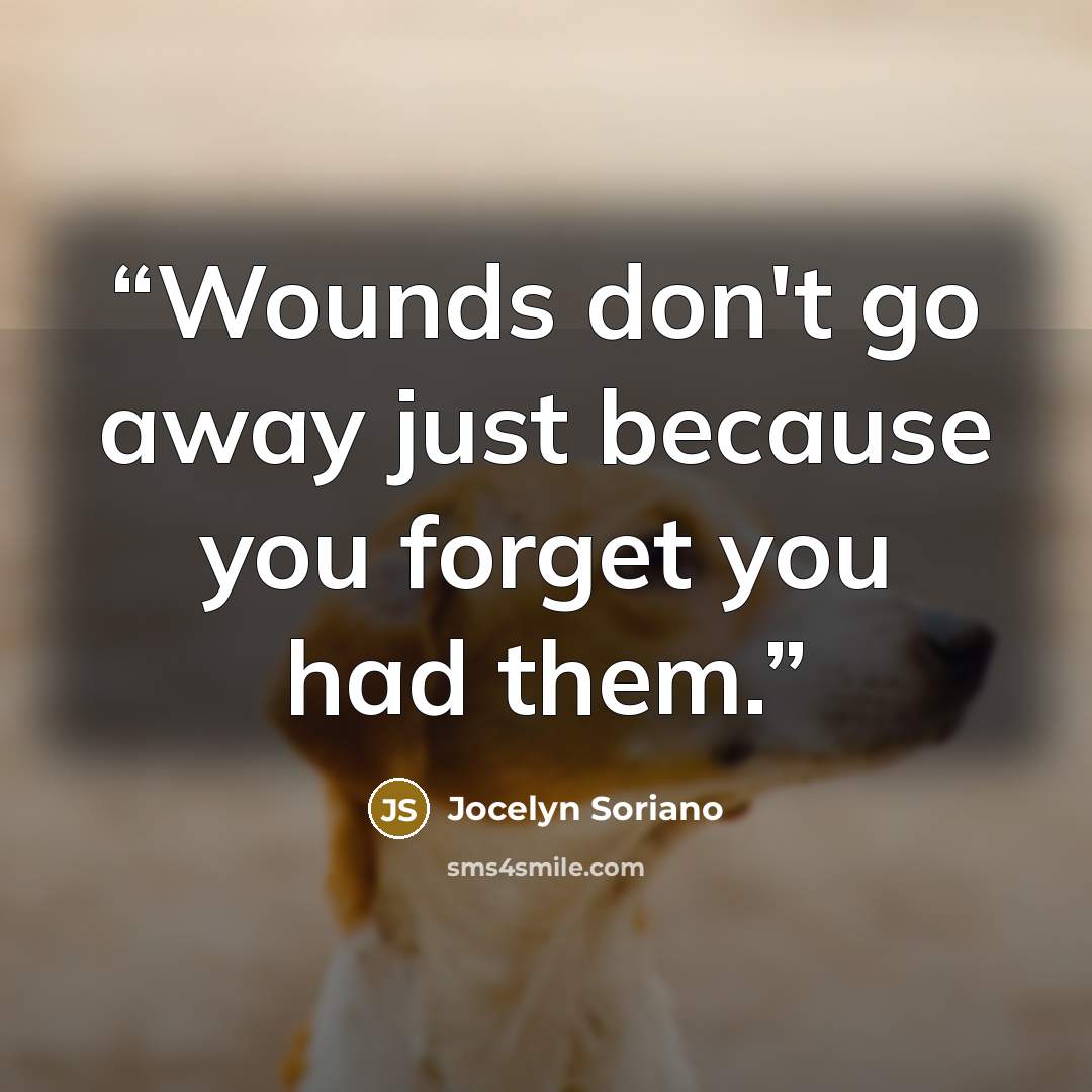 “Wounds don't go away just because you forget you had them.” quote by Jocelyn Soriano