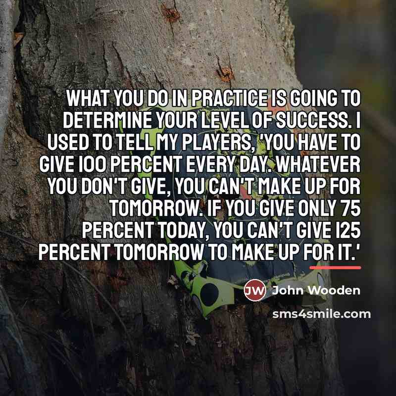 “What you do in practice is going to determine your…” quote by John Wooden