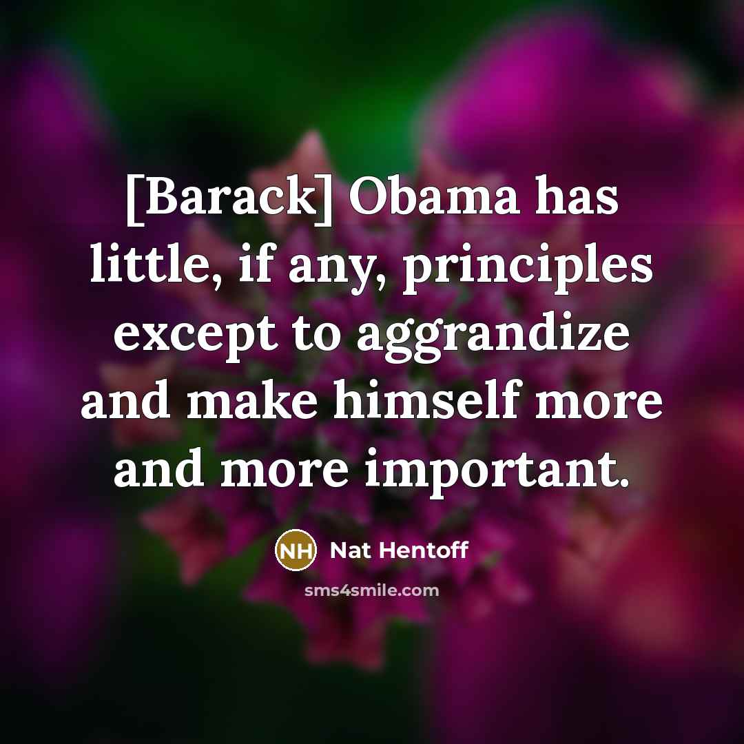 “[Barack] Obama has little, if any, principles except to aggrandize…” quote by Nat Hentoff