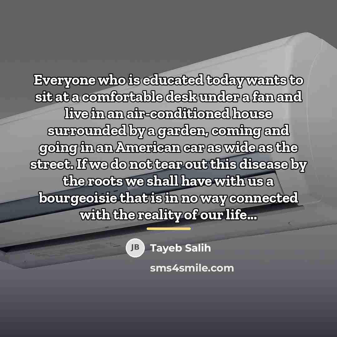 “Everyone who is educated today wants to sit at a…” quote by Tayeb Salih