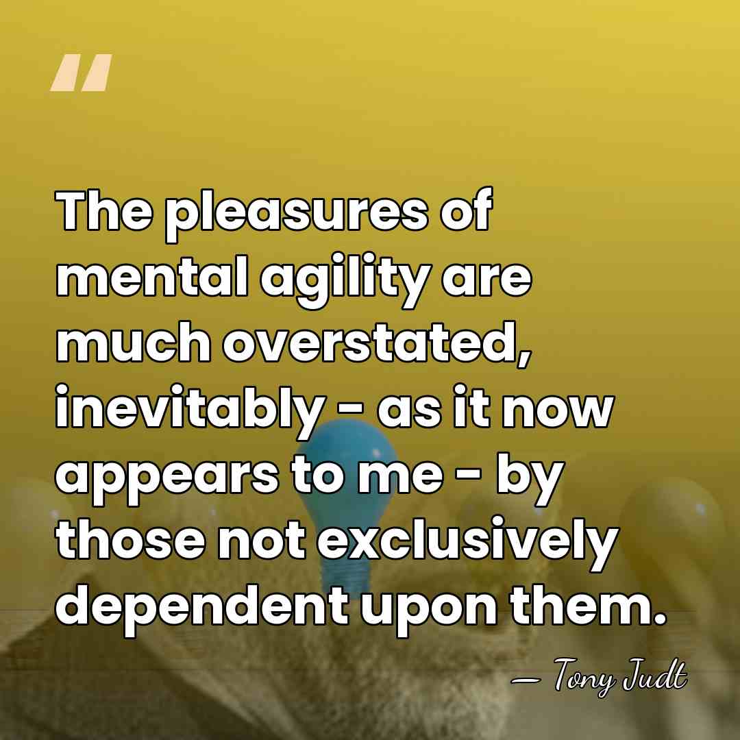 The pleasures of mental agility are much overstated, inevitably - as it&hellip; - Tony Judt