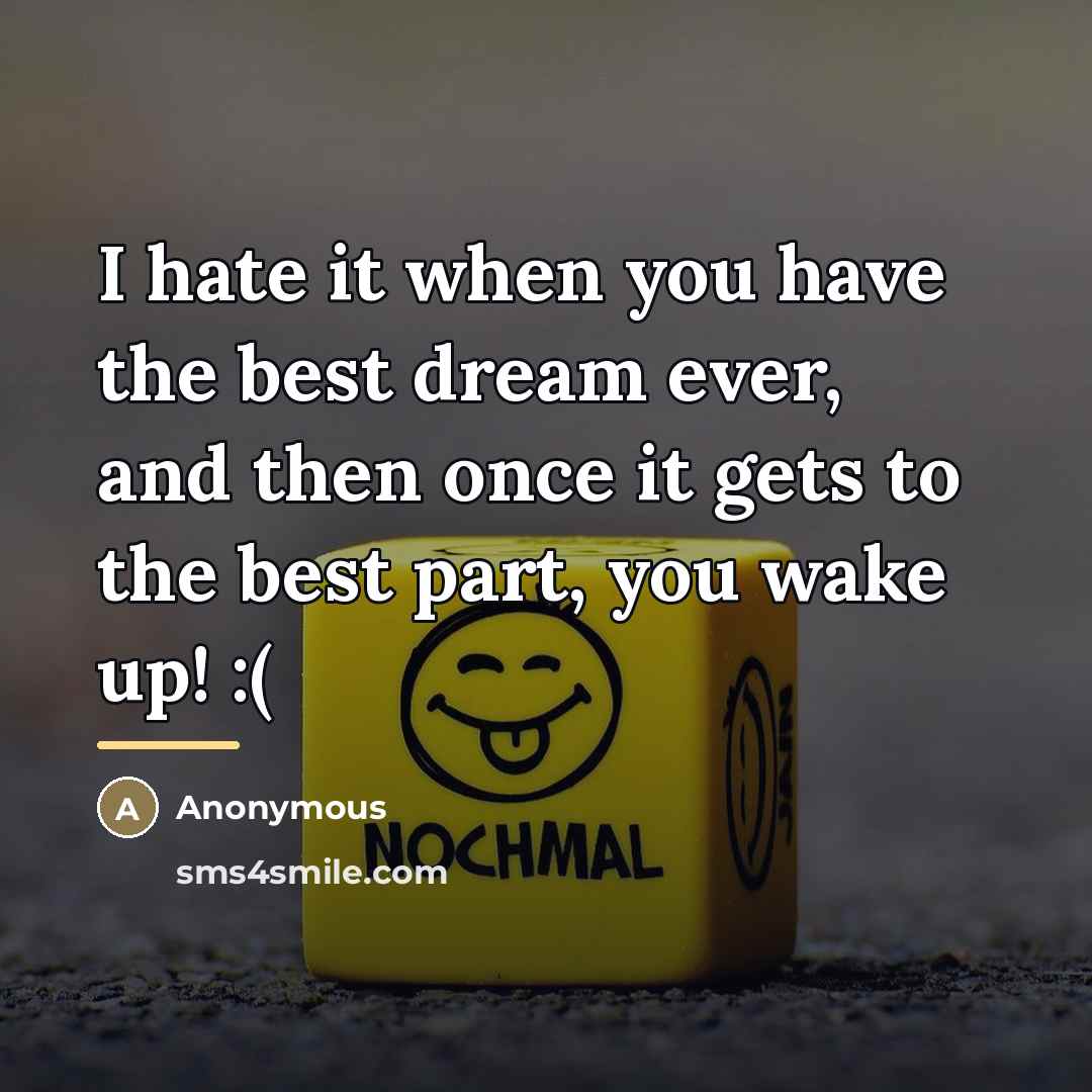 “I hate it when you have the best dream ever,…” quote by Anonymous