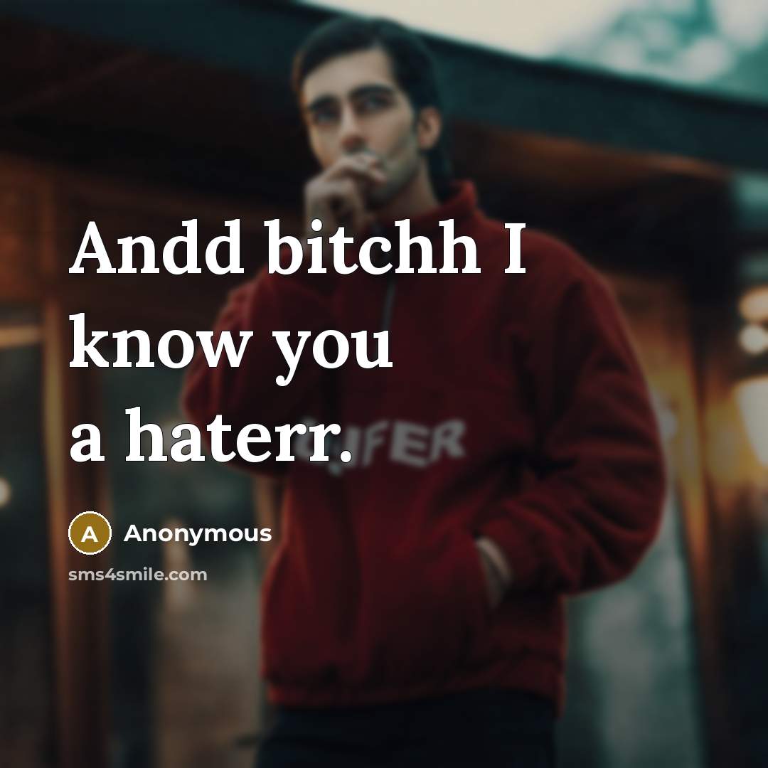 “Andd bitchh I know you a haterr.…” quote by Anonymous