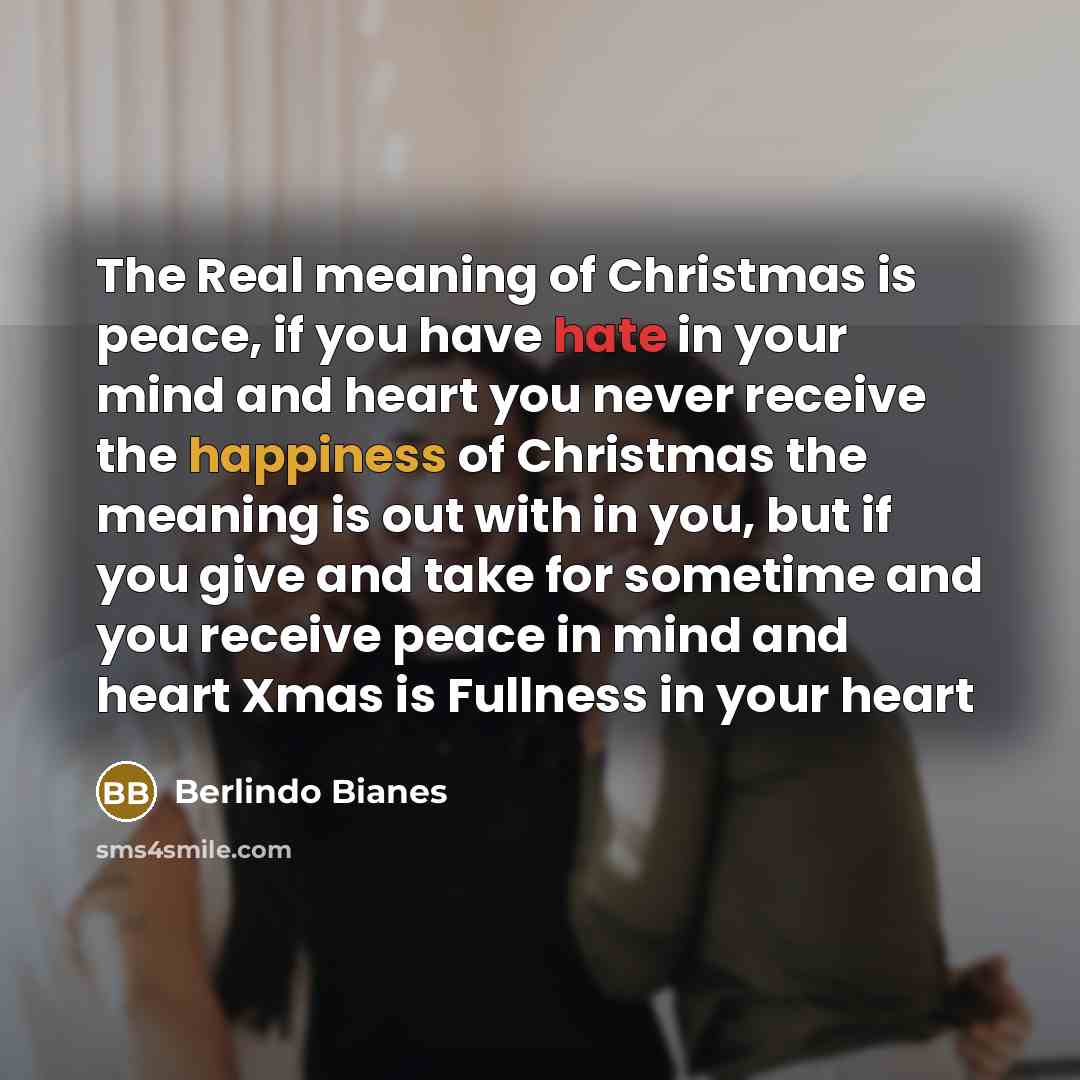“The Real meaning of Christmas is peace, if you have…” quote by Berlindo Bianes