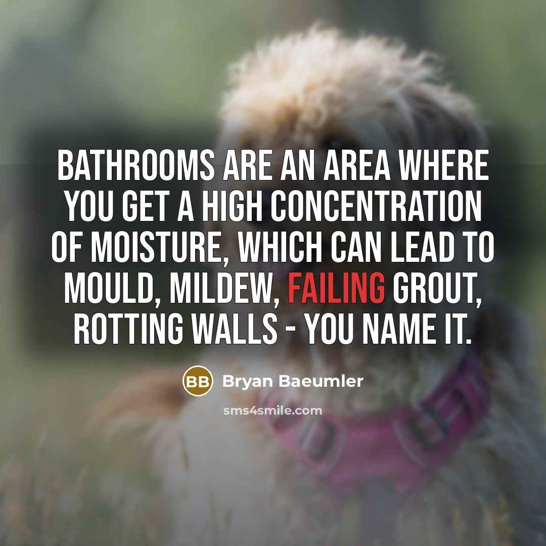 “Bathrooms are an area where you get a high concentration of moisture, which can lead to mould, mildew, failing grout, rotting walls - you name it.” quote by Bryan Baeumler