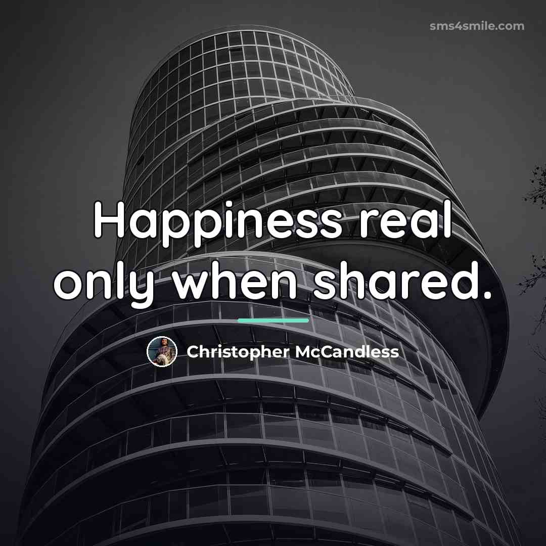 “Happiness real only when shared.…” quote by Christopher McCandless