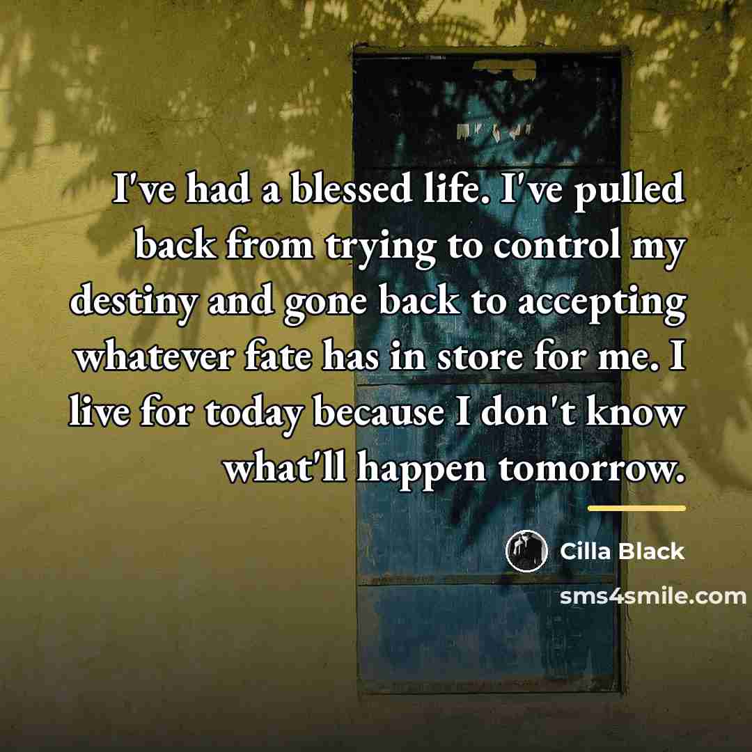 “I've had a blessed life. I've pulled back from trying…” quote by Cilla Black