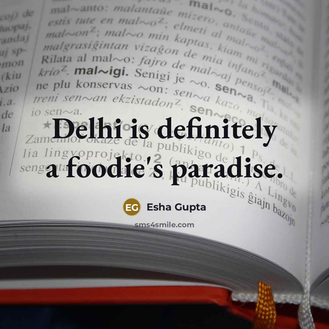 “Delhi is definitely a foodie's paradise.…” quote by Esha Gupta