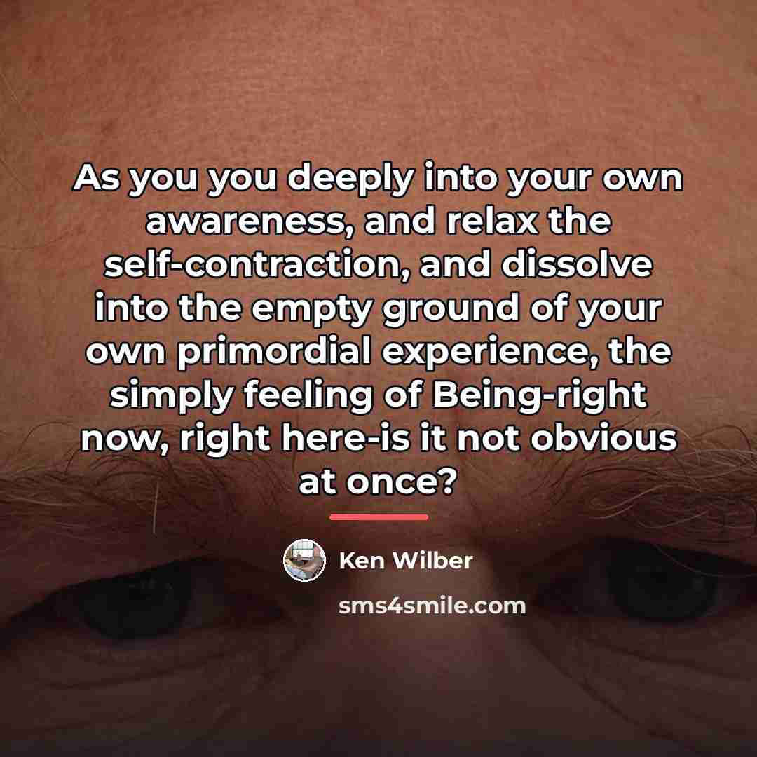 “As you you deeply into your own awareness, and relax…” quote by Ken Wilber
