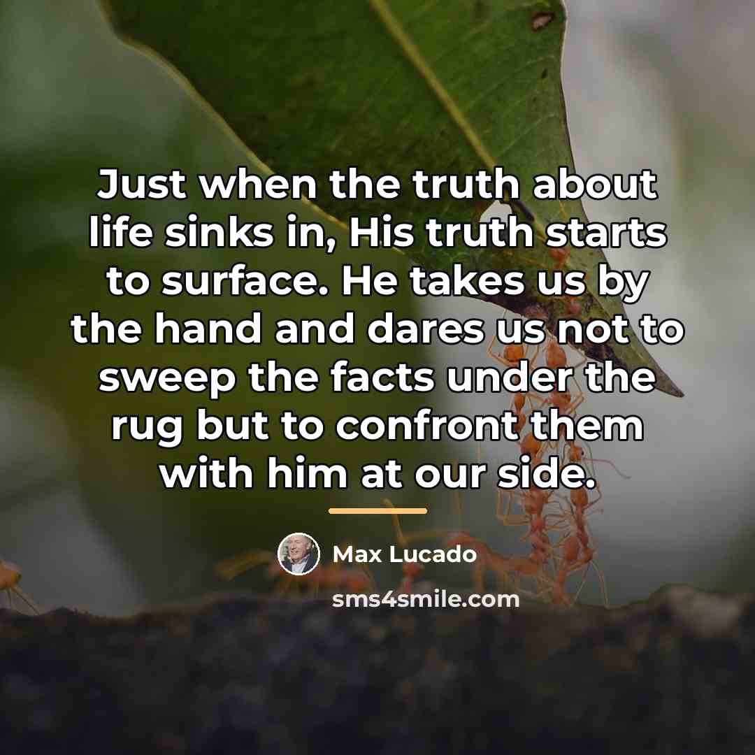 “Just when the truth about life sinks in, His truth…” quote by Max Lucado