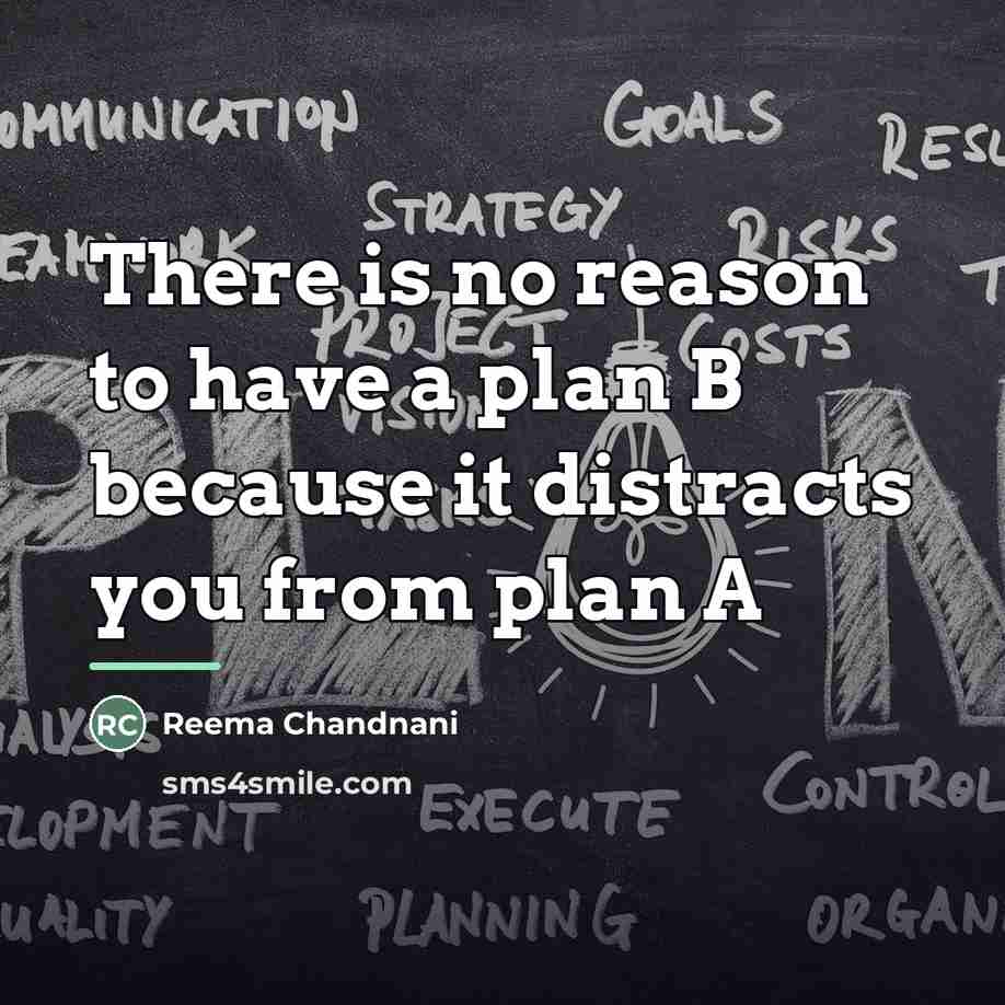 “There is no reason to have a plan B because…” quote by Reema Chandnani
