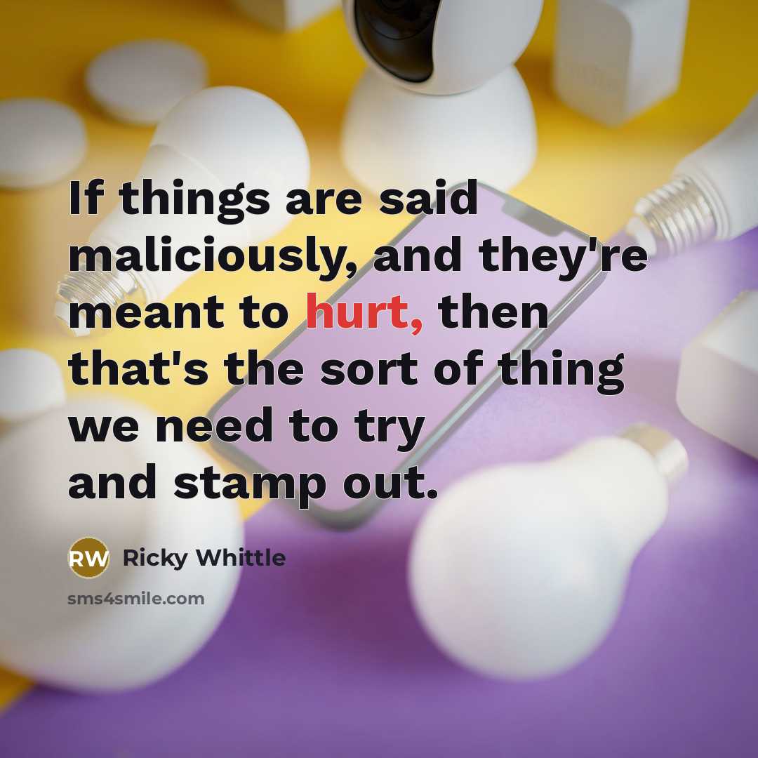 “If things are said maliciously, and they're meant to hurt,…” quote by Ricky Whittle