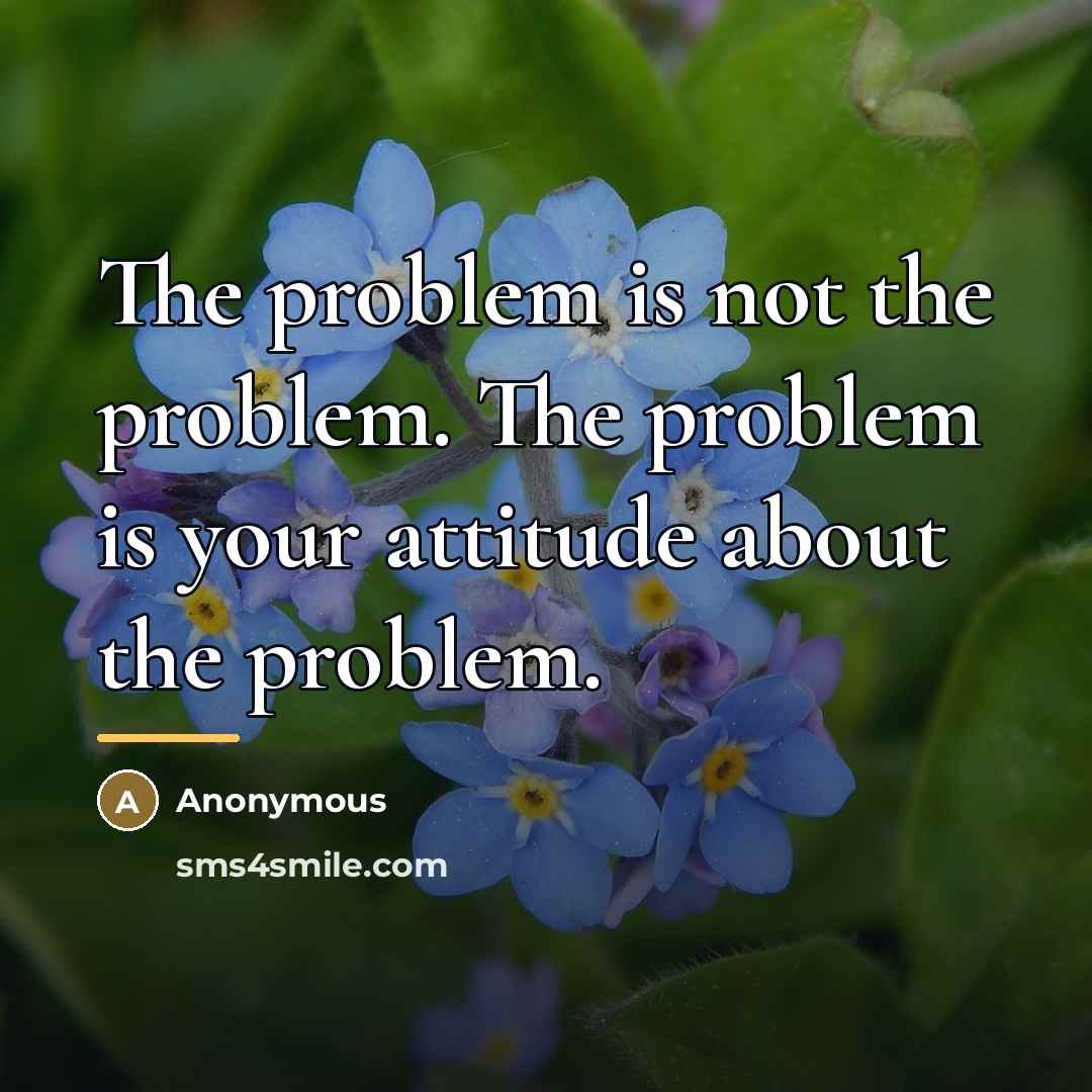 “The problem is not the problem. The problem is your…” quote by Anonymous