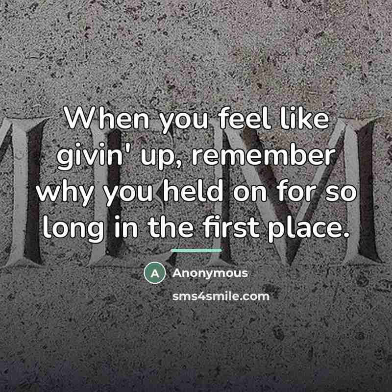 “When you feel like givin' up, remember why you held…” quote by Anonymous