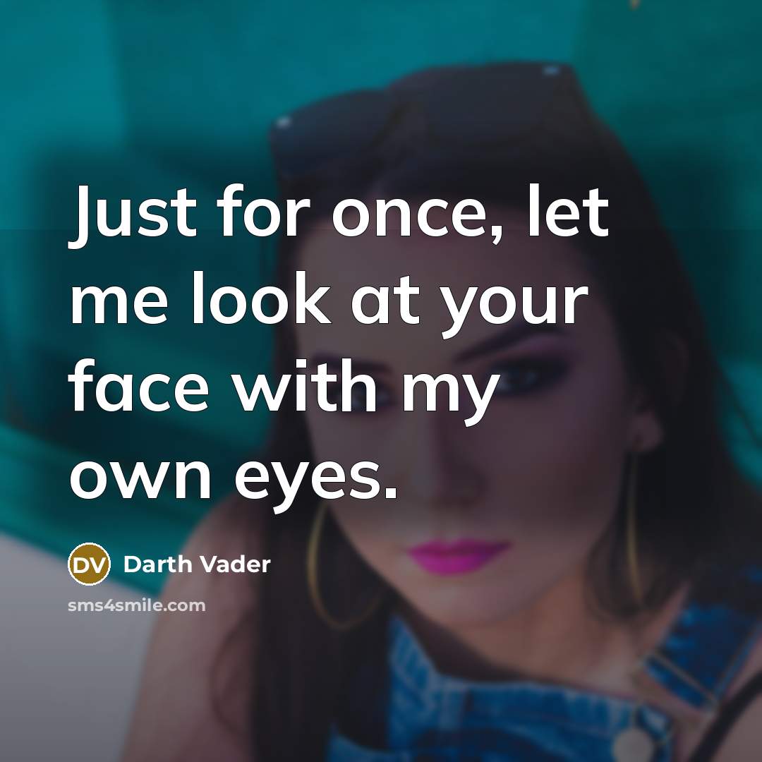 “Just for once, let me look at your face with…” quote by Darth Vader