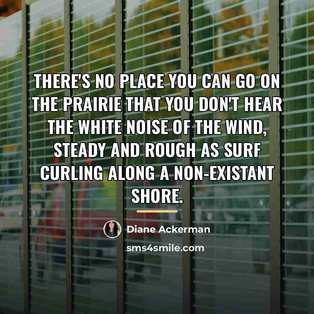 “There's no place you can go on the prairie that…” quote by Diane Ackerman