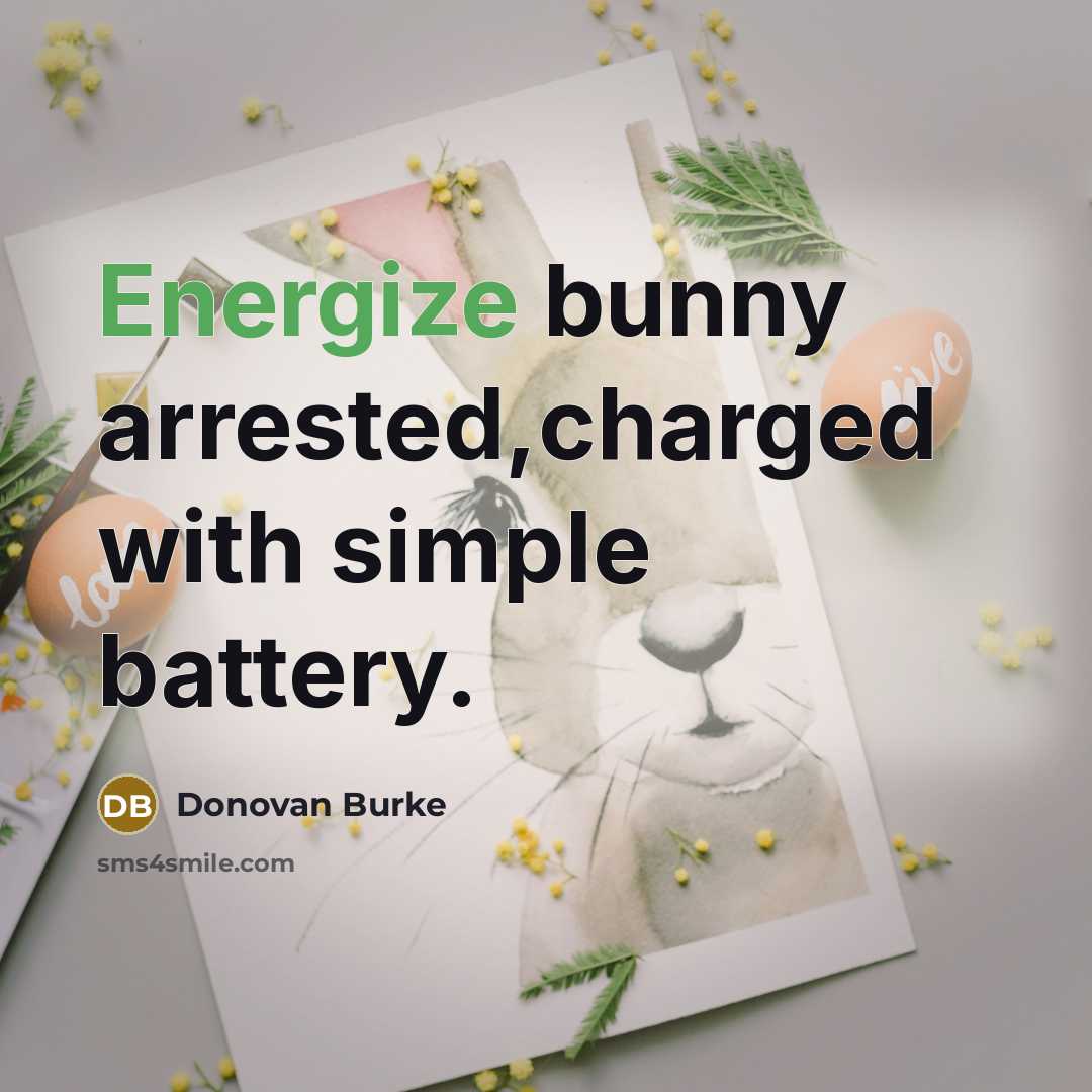 “Energize bunny arrested,charged with simple battery.” quote by Donovan Burke