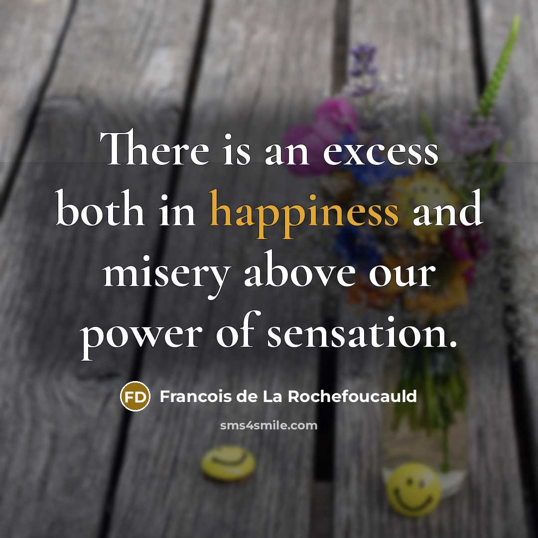 “There is an excess both in happiness and misery above…” quote by Francois de La Rochefoucauld