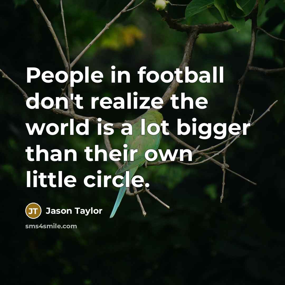 “People in football don't realize the world is a lot bigger than their own little circle.” quote by Jason Taylor