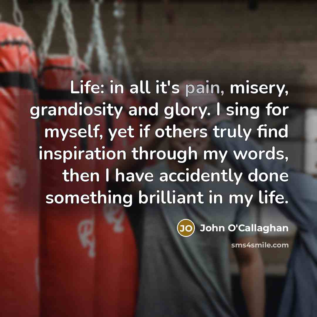 “Life: in all it's pain, misery, grandiosity and glory. I…” quote by John O'Callaghan
