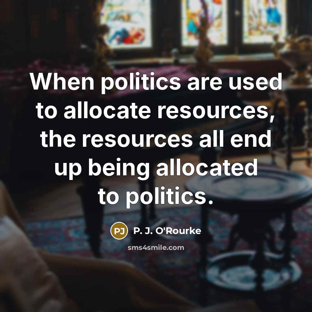 “When politics are used to allocate resources, the resources all end up being allocated to politics.” quote by P. J. O'Rourke