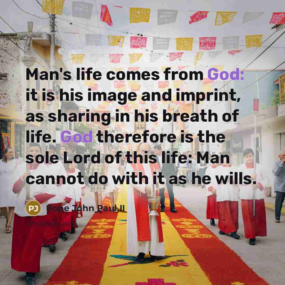 “Man's life comes from God: it is his image and…” quote by Pope John Paul II