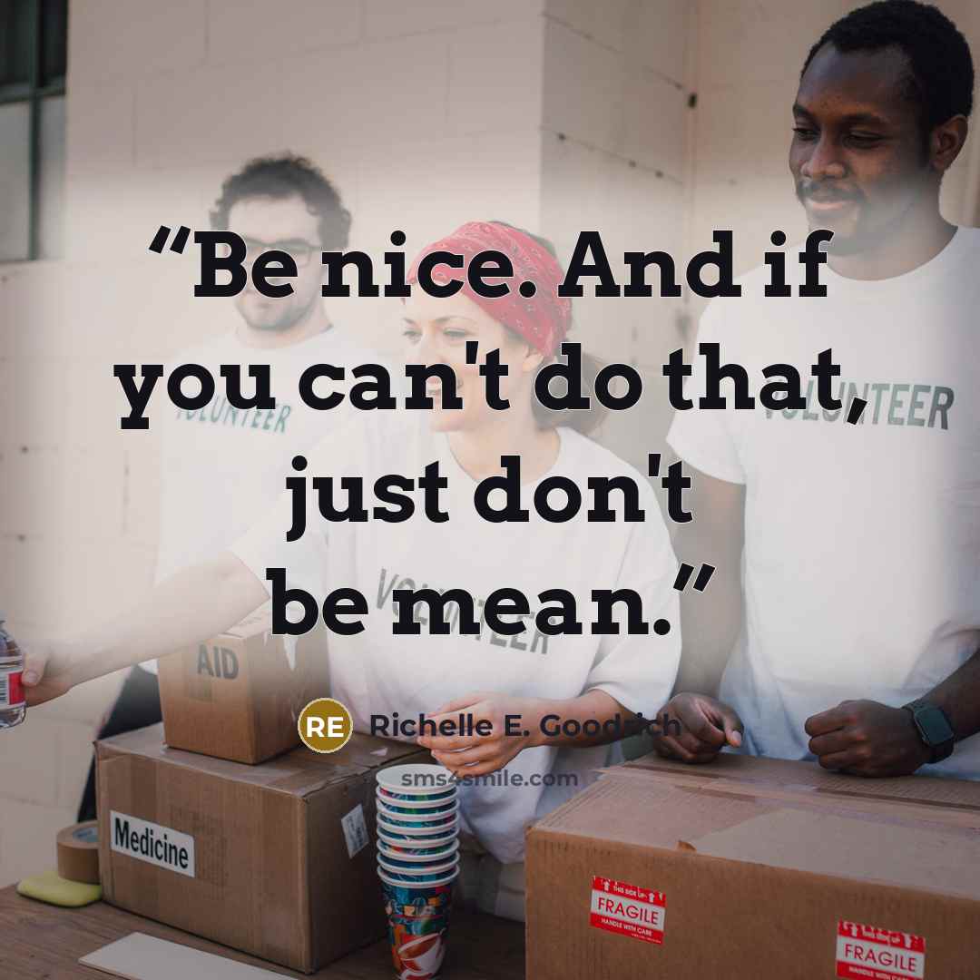 “Be nice. And if you can't do that, just don't be mean.” quote by Richelle E. Goodrich