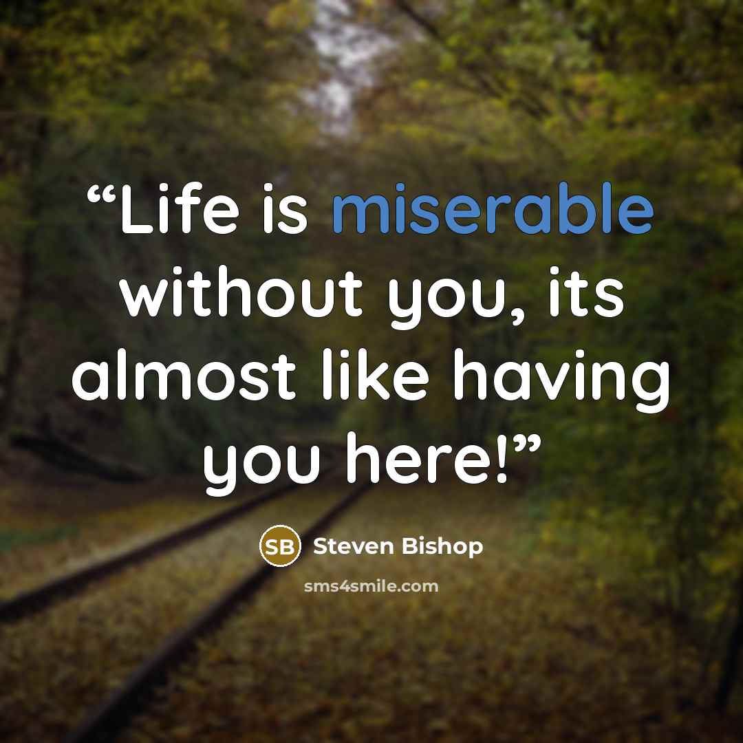 “Life is miserable without you, its almost like having you here!” quote by Steven Bishop