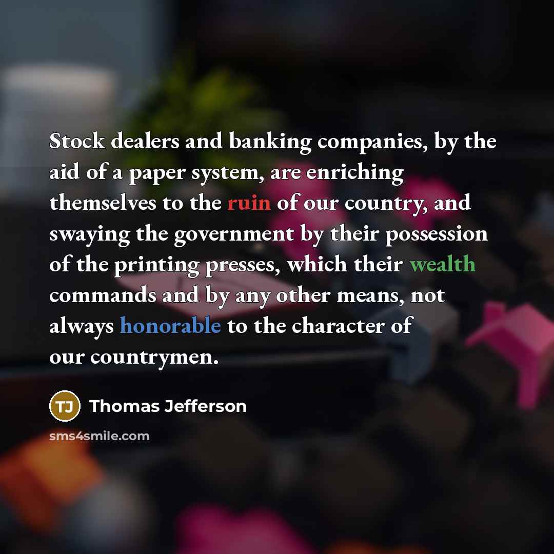 “Stock dealers and banking companies, by the aid of a…” quote by Thomas Jefferson