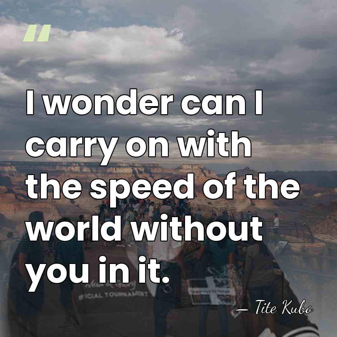 I wonder can I carry on with the speed of the world&hellip; - Tite Kubo