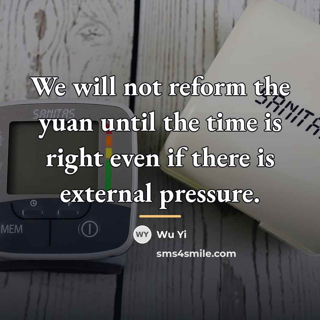 “We will not reform the yuan until the time is…” quote by Wu Yi