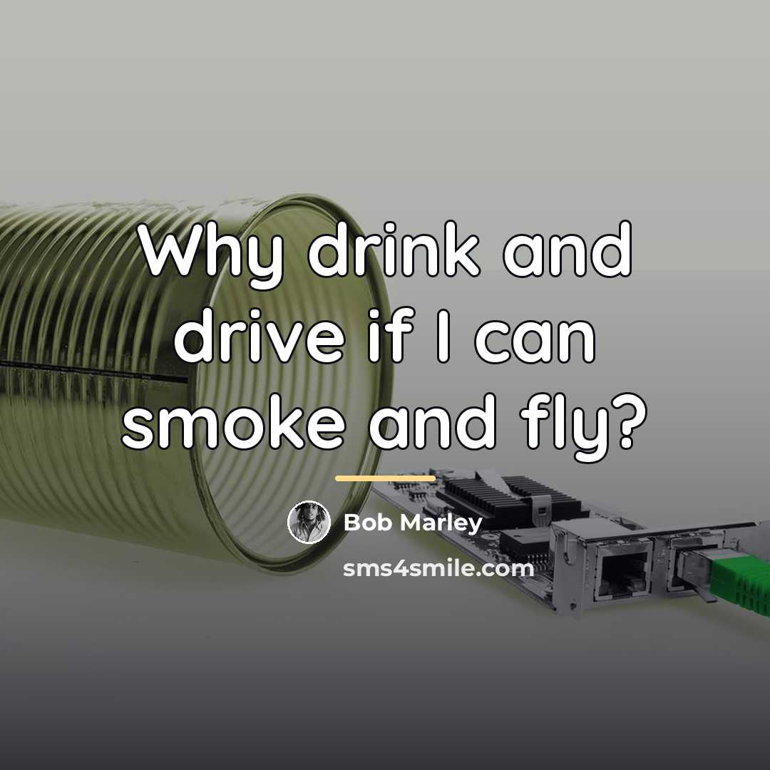 “Why drink and drive if I can smoke and fly?…” quote by Bob Marley