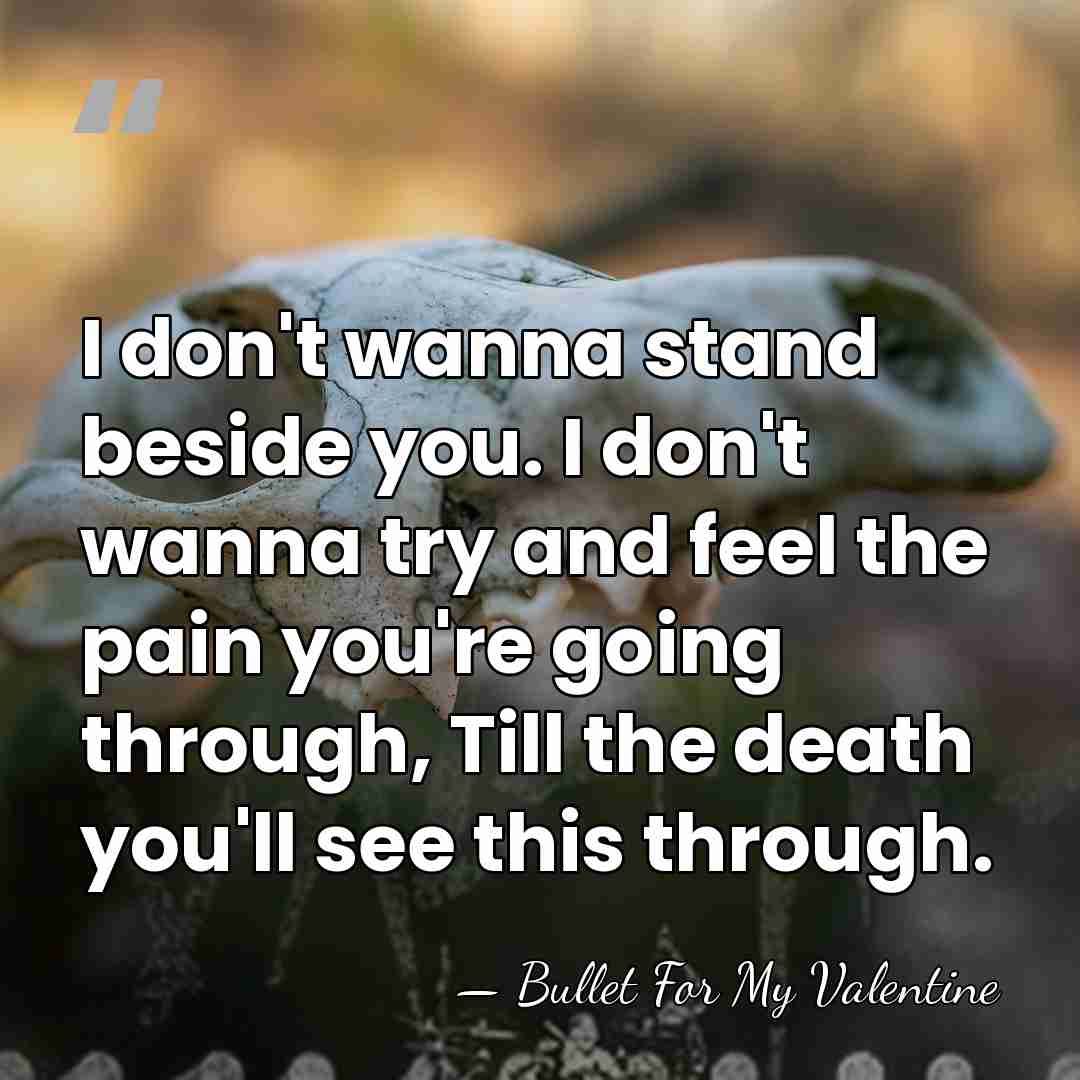 I don't wanna stand beside you. I don't wanna try and feel&hellip; - Bullet For My Valentine