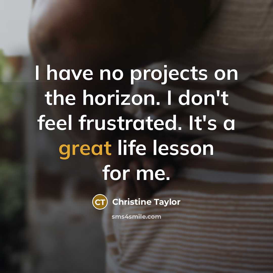 “I have no projects on the horizon. I don't feel frustrated. It's a great life lesson for me.” quote by Christine Taylor