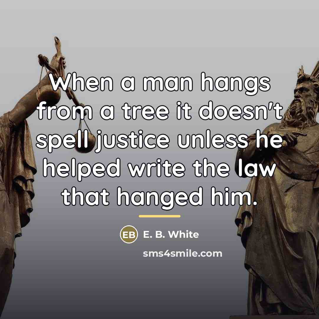 “When a man hangs from a tree it doesn't spell…” quote by E. B. White