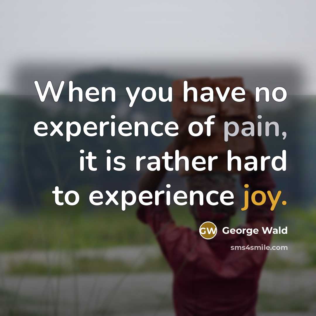 “When you have no experience of pain, it is rather…” quote by George Wald