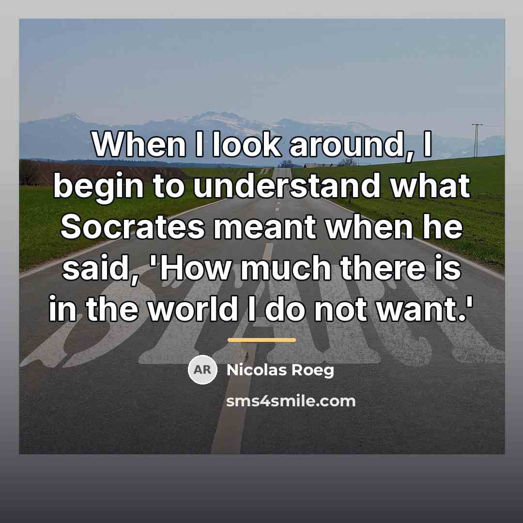 “When I look around, I begin to understand what Socrates…” quote by Nicolas Roeg