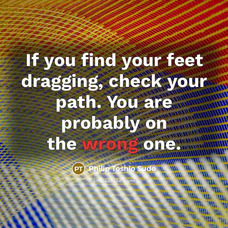“If you find your feet dragging, check your path. You…” quote by Philip Toshio Sudo