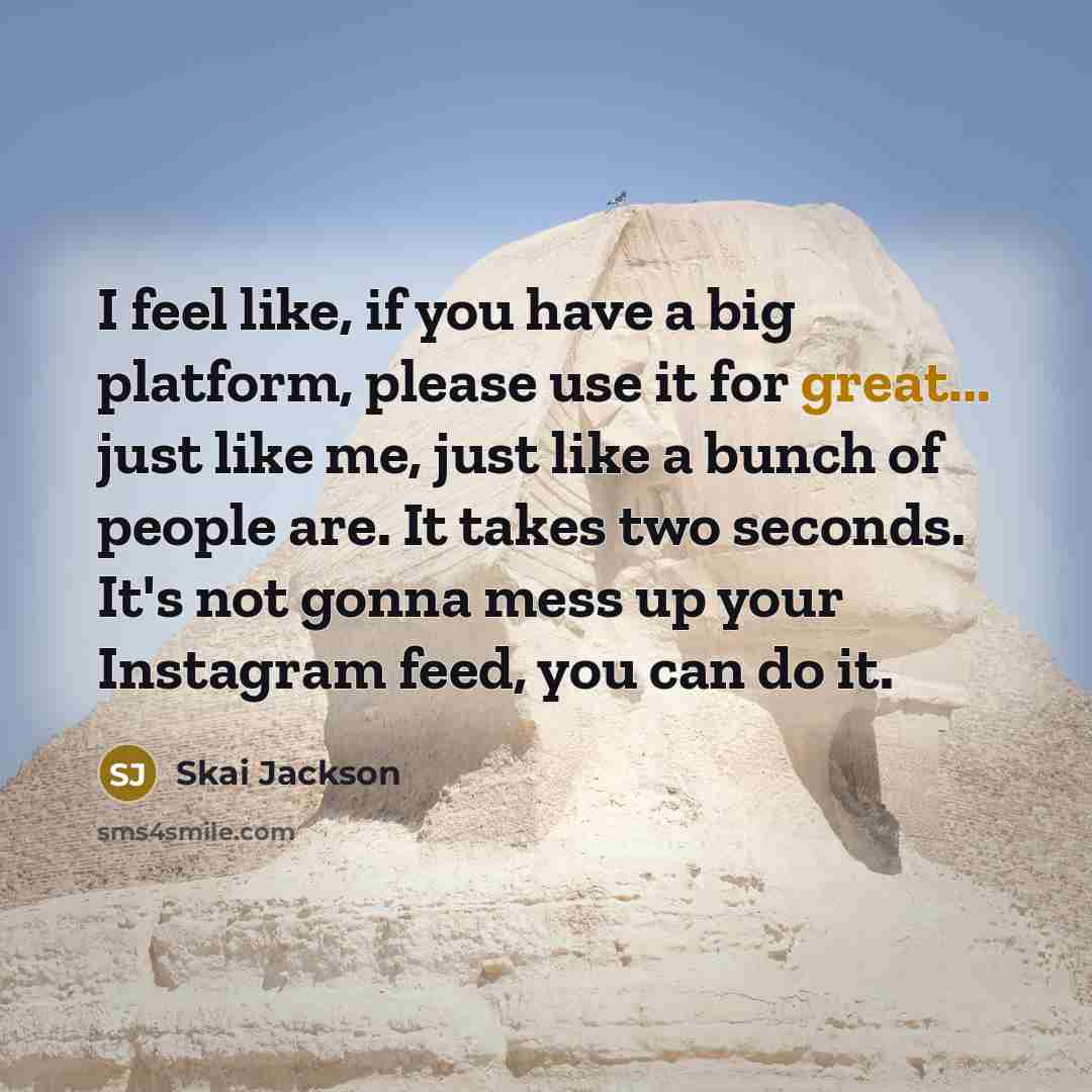 “I feel like, if you have a big platform, please…” quote by Skai Jackson