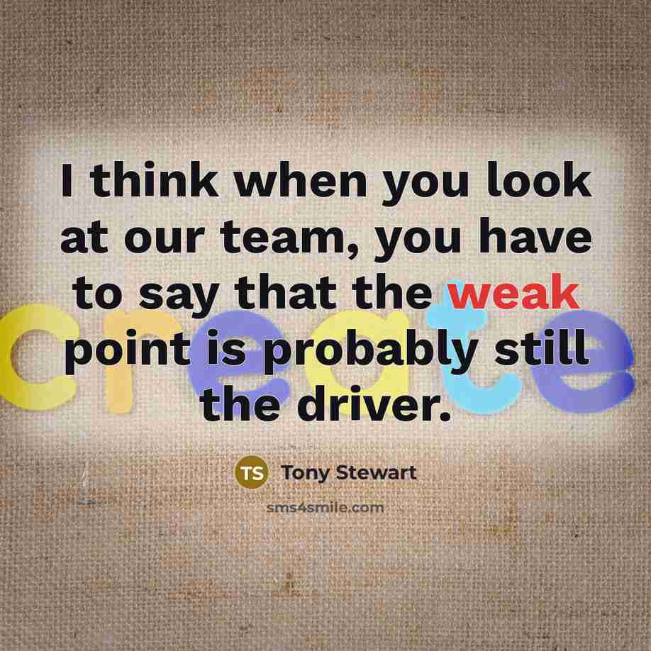 “I think when you look at our team, you have…” quote by Tony Stewart
