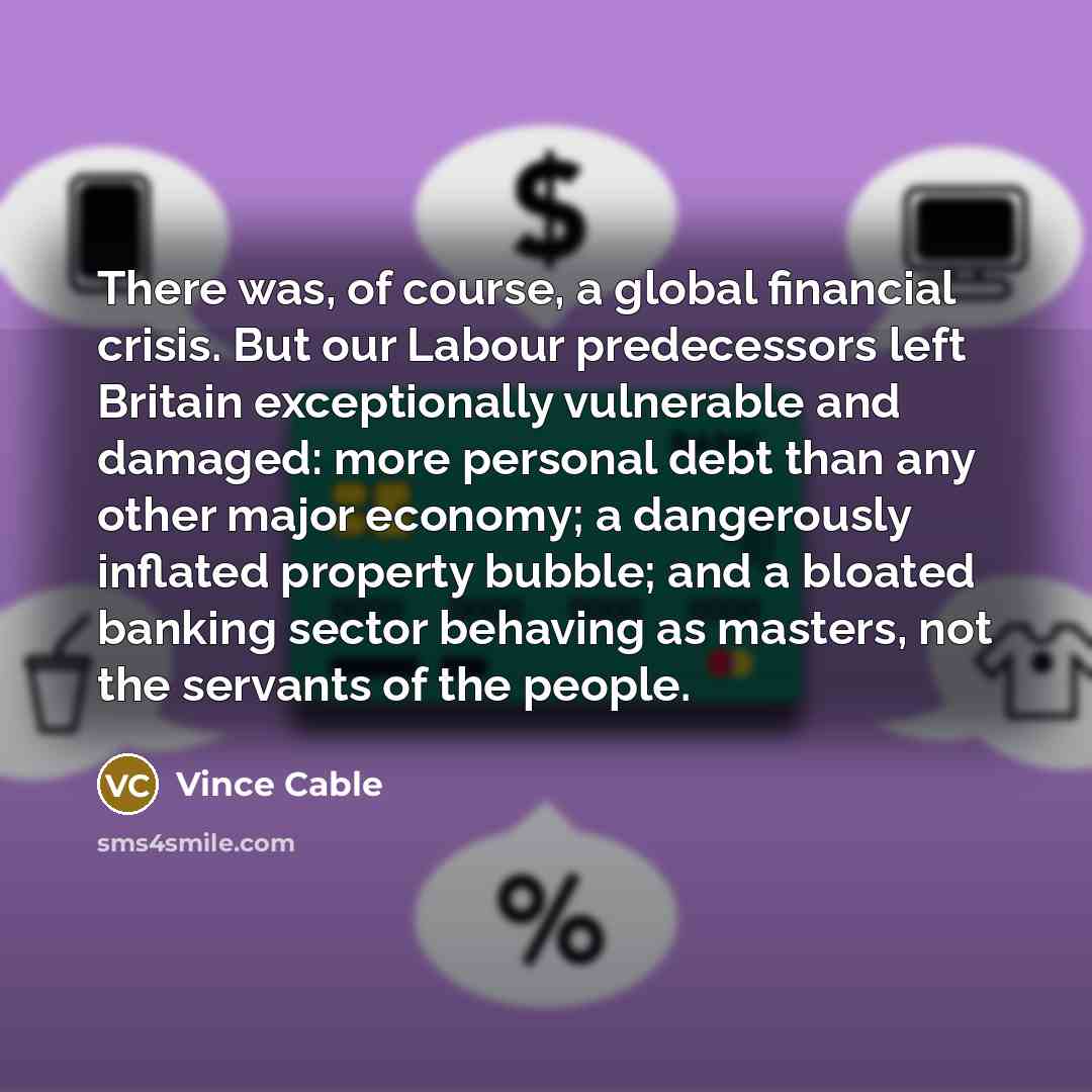 “There was, of course, a global financial crisis. But our…” quote by Vince Cable