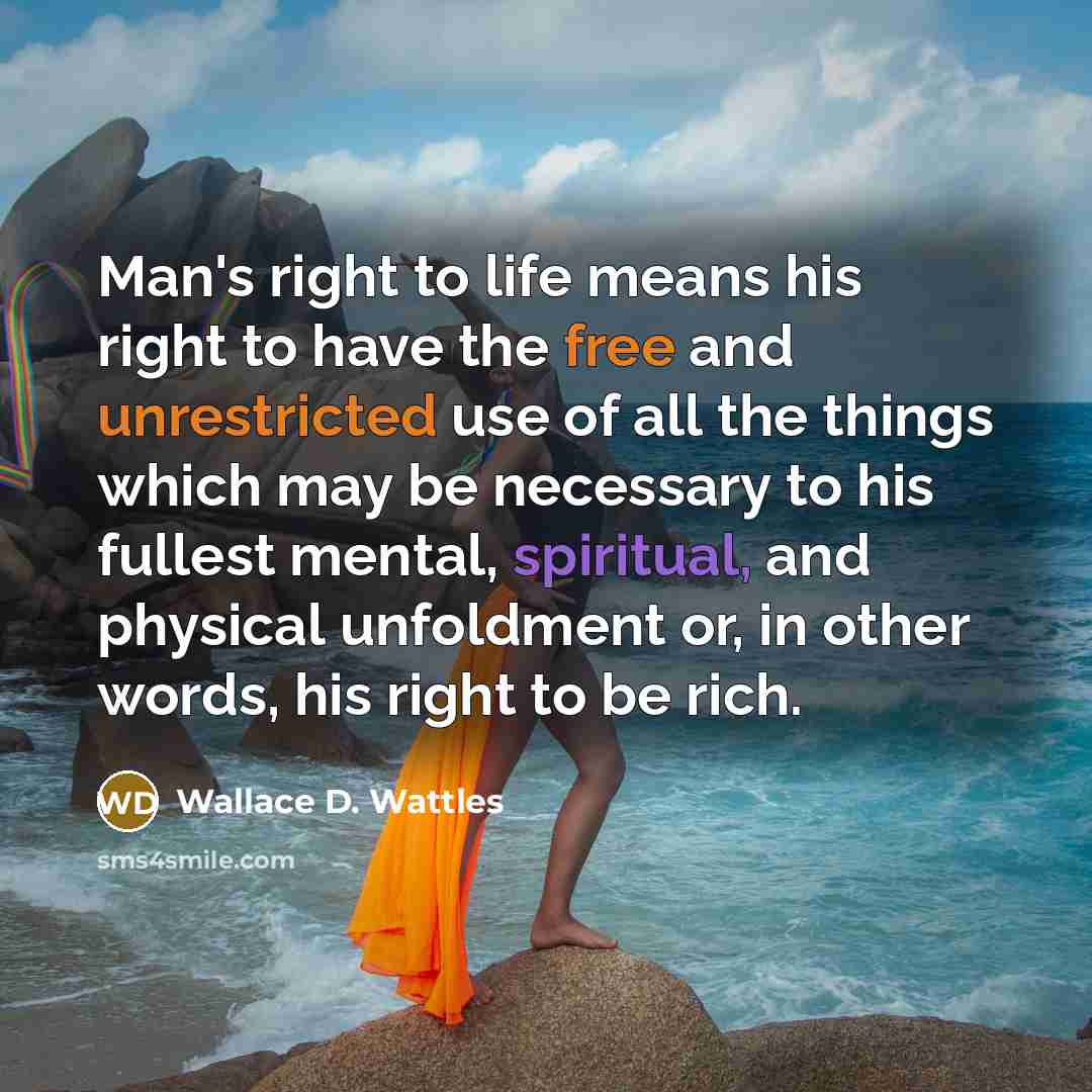 “Man's right to life means his right to have the…” quote by Wallace D. Wattles