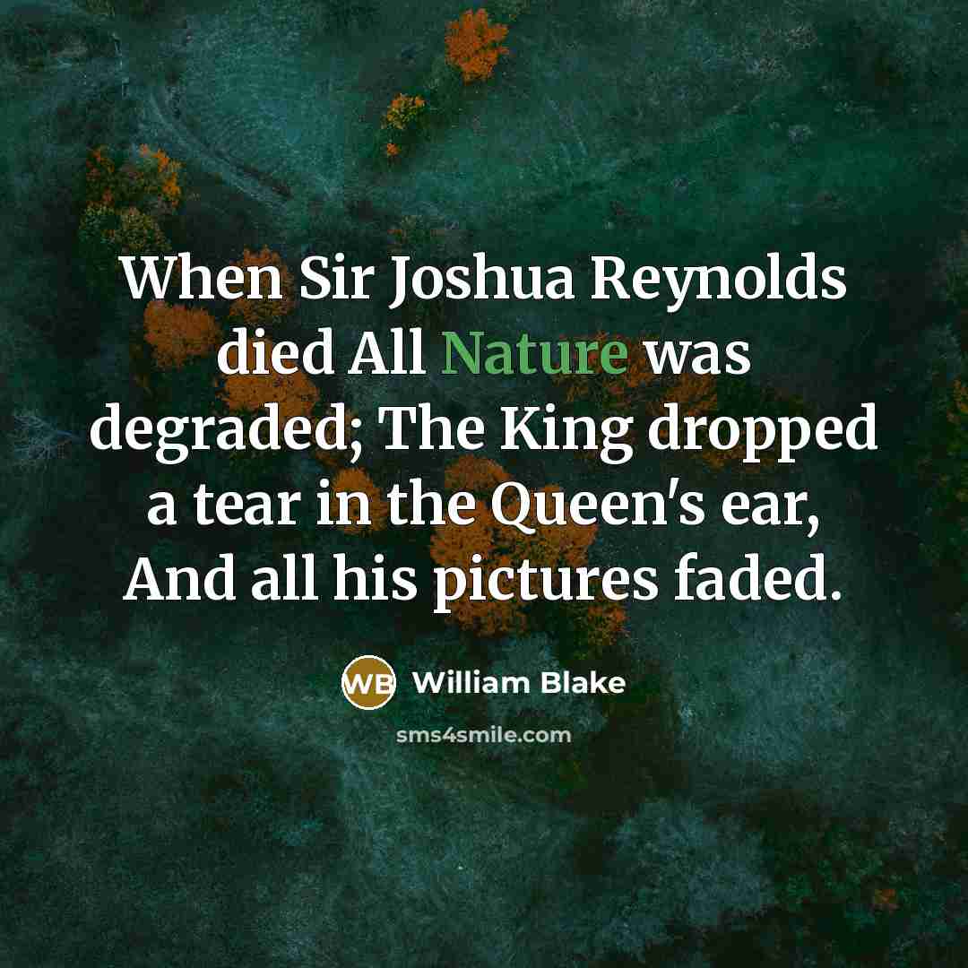 “When Sir Joshua Reynolds died All Nature was degraded; The…” quote by William Blake