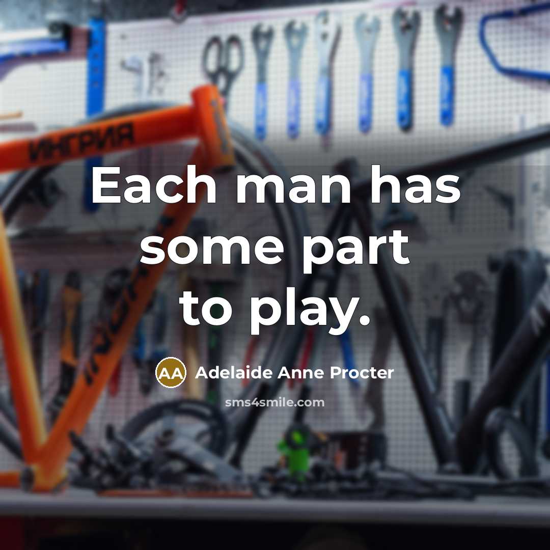 “Each man has some part to play.…” quote by Adelaide Anne Procter