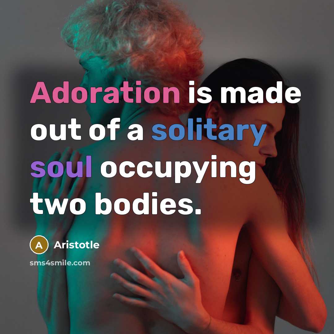 “Adoration is made out of a solitary soul occupying two…” quote by Aristotle