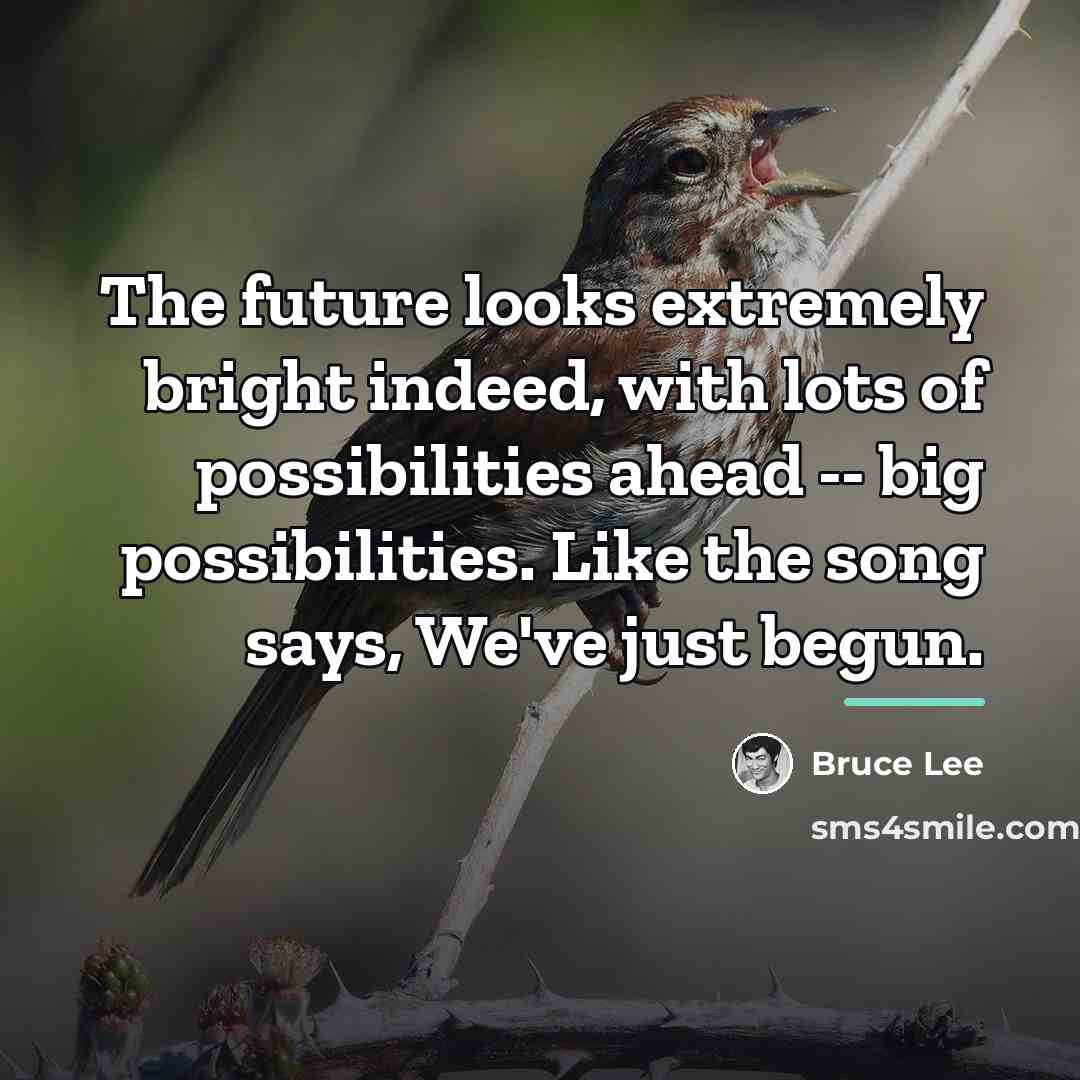 “The future looks extremely bright indeed, with lots of possibilities…” quote by Bruce Lee