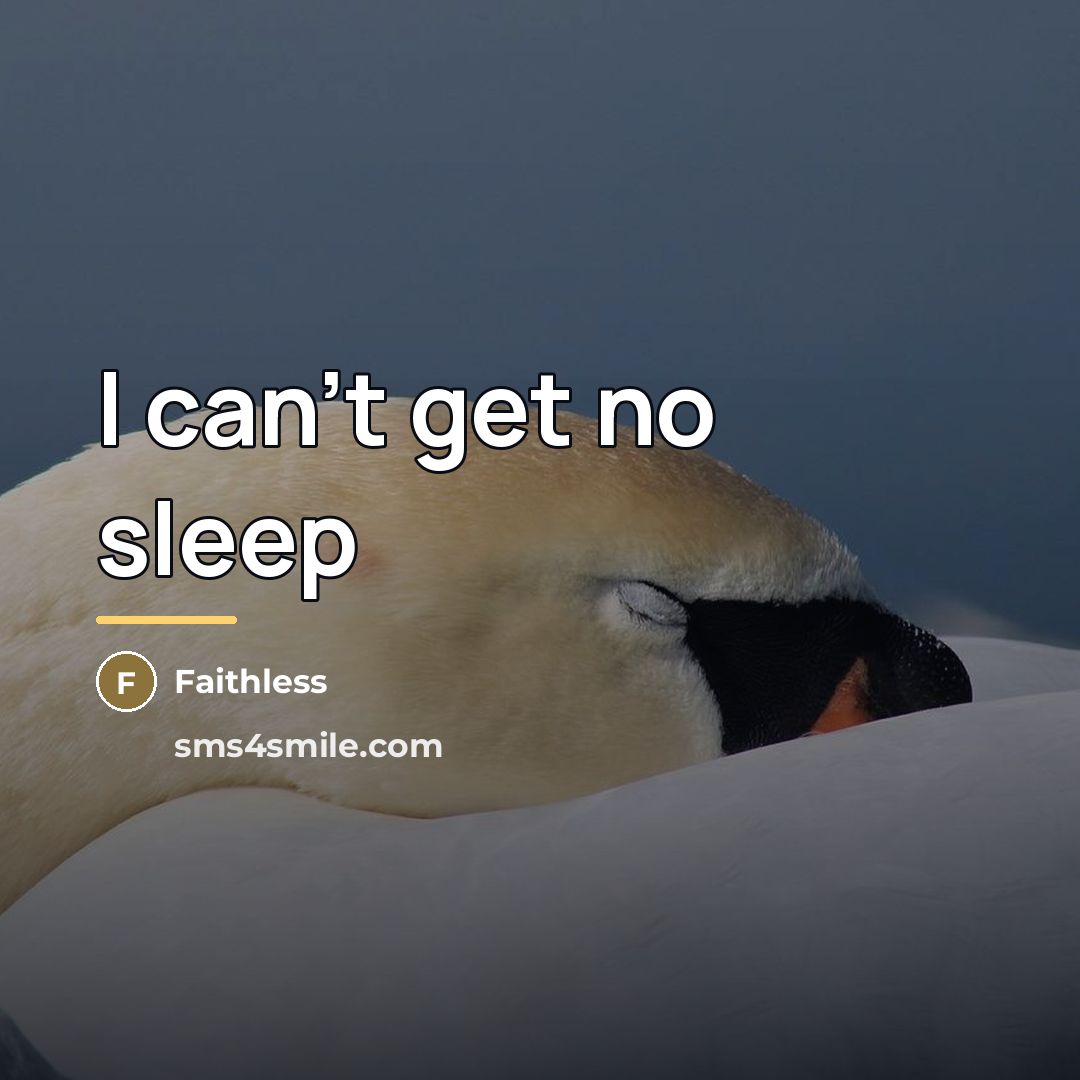 “I can't get no sleep…” quote by Faithless