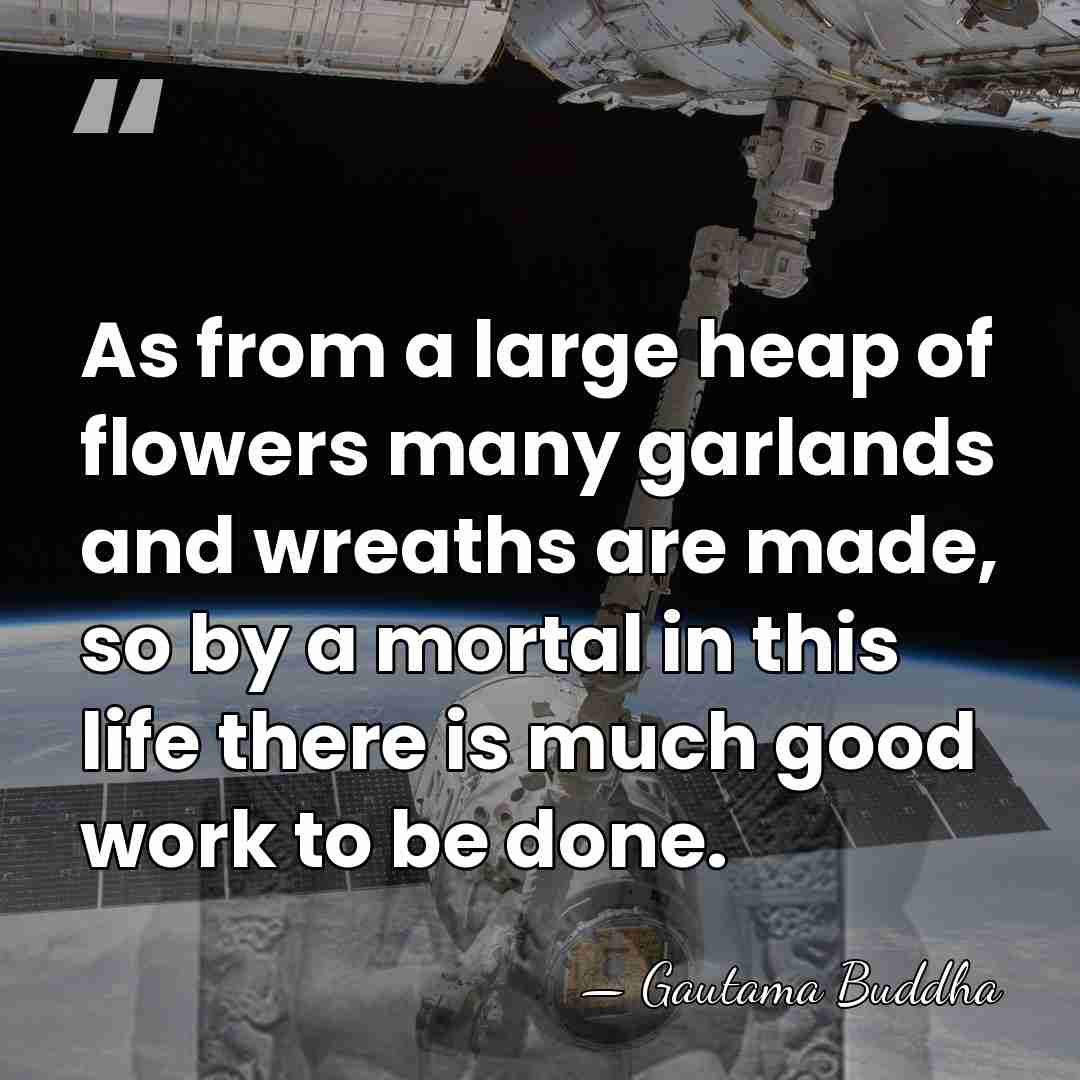 As from a large heap of flowers many garlands and wreaths are&hellip; - Gautama Buddha