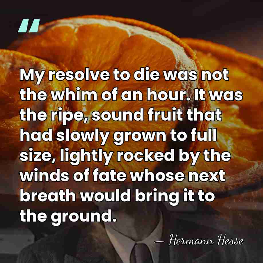 My resolve to die was not the whim of an hour. It&hellip; - Hermann Hesse
