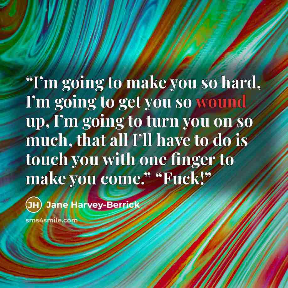 “I’m going to make you so hard, I’m going to get you so wound up, I’m going to turn you on so much, that all I’ll have to do is touch you with one finger to make you come.” “Fuck!” quote by Jane Harvey-Berrick